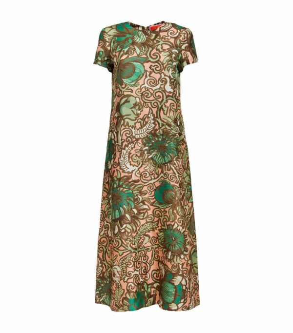 La Doublej Silk Floral Swing Maxi Dress