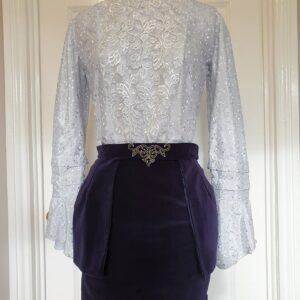 Ladies Gothic/Victorian Velvet Pencil Skirt With Separate Peplum