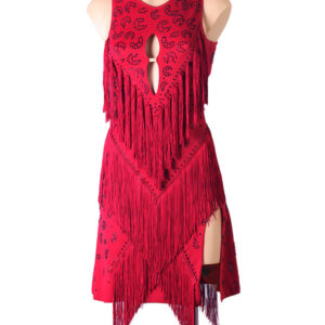 Latin Dance Costume Burgundy Women's Polyester Dress Backless Sexy Fringe Rhinestones Latin Dancer Dancing Wear