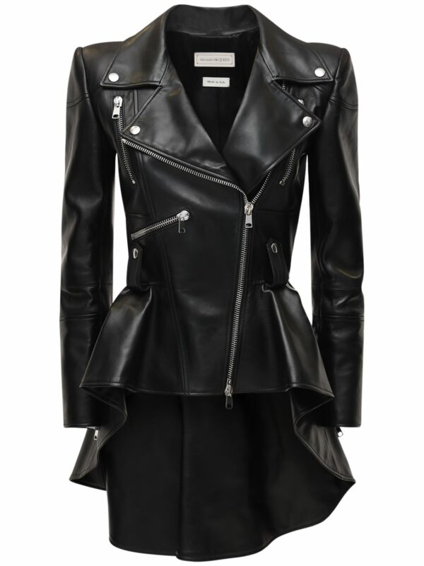 Leather Biker Jacket W/ Peplum