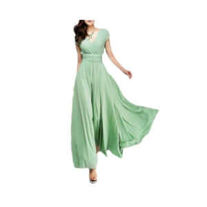 (Light Green, L) Women Long Formal Evening Prom Party Bridesmaid Chiffon Ball Gown Cocktail Dress