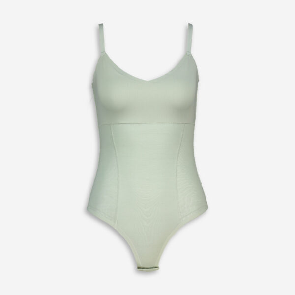 Light Sage V Neck Hourglass Shapewear Bodysuit