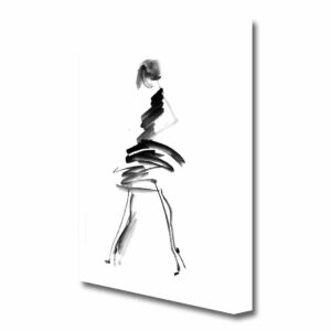 Little Black Dress 2 Fashion - Wrapped Canvas Drawing Print