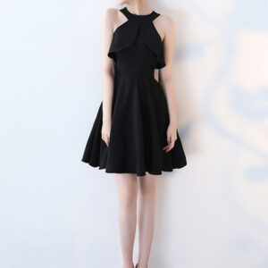 Little Black Dress Cold Shoulder Cut Out Homecoming Dresses A Line Cross Back Cocktail Dresses