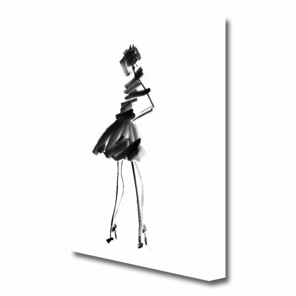 Little Black Dress Fashion - Wrapped Canvas Drawing Print