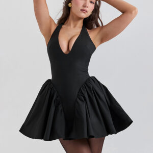 Little Black Dress Halter V-Neck Backless Party Short Swing Dresses