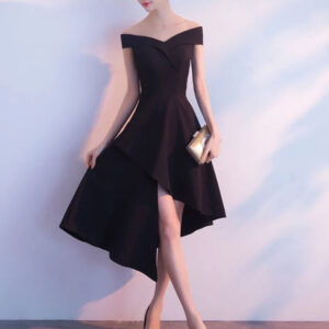 Little Black Dresses Asymmetrical Off The Shoulder Cocktail Party Dress Wedding Guest Dress