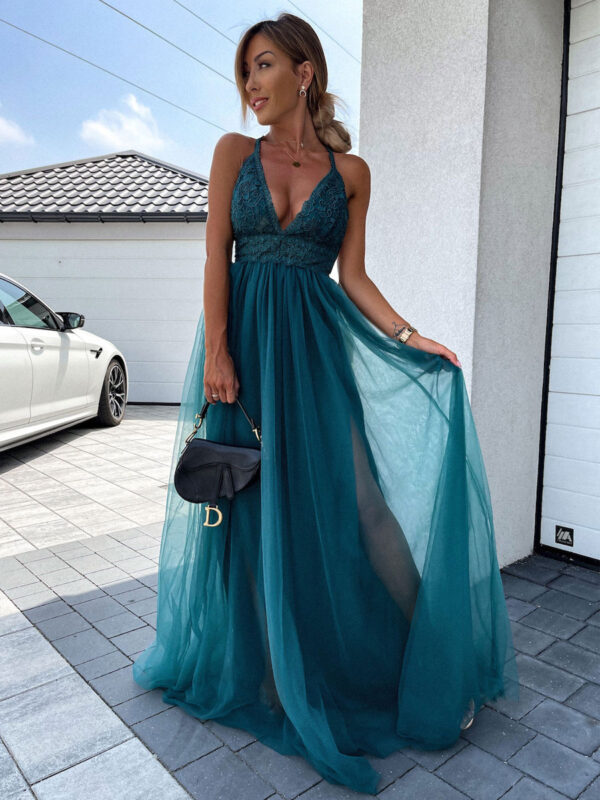 Long Party Dress V neck Backless A-line Split Beach Dress For Women