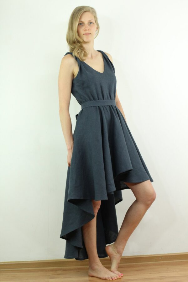 Made To Order Linen Dress/ Maxi Linen Long Summer Skirt Sun-Flared/ Elegant Grey Violet Dress