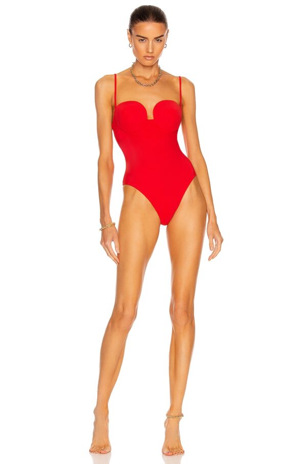 Magda Butrym Bustier Swimsuit in Red - Red. Size 36 (also in 34, 38).