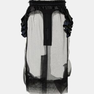 Maison Margiela Ruffle-trimmed tulle midi skirt