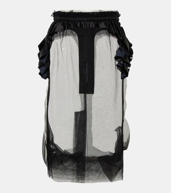 Maison Margiela Ruffle-trimmed tulle midi skirt