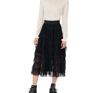 Maje Josepha Tiered Tulle Skirt