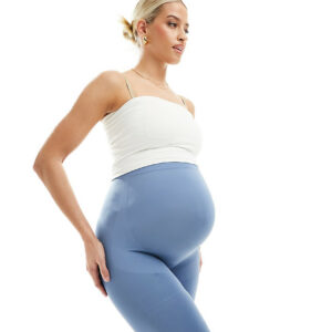 Mamalicious Maternity over the bump shapewear shorts in denim blue