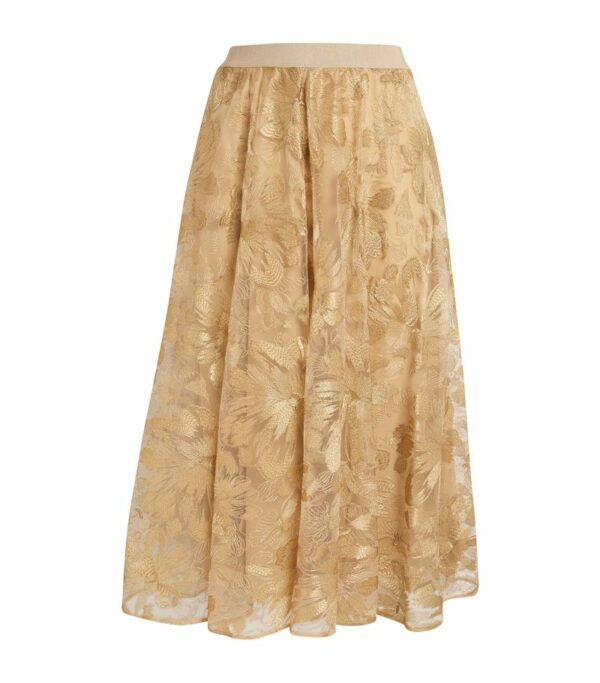 Marina Rinaldi Embroidered-Tulle Maxi Skirt