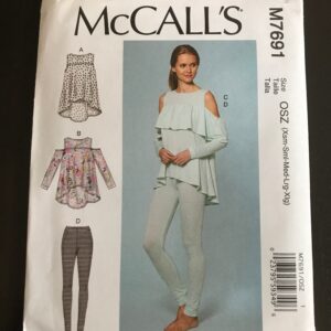 Mccalls 7691 Romantic Top Pattern Ruffles Flirty Cold Shoulder High Low Leggings Uncut