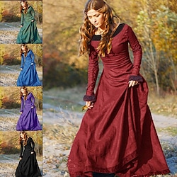 Medieval 18th Century Vintage Dress Dress Tunic Dress Maxi Viking Outlander Ranger Elven Valhalla Women's Halloween Party Evening LARP Ren Faire Dress