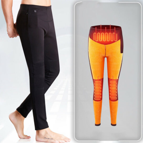 (Men, 2XL) Unisex Electric USB Heated Pants Winter Warmer Heating Trousers Elastic Leggings