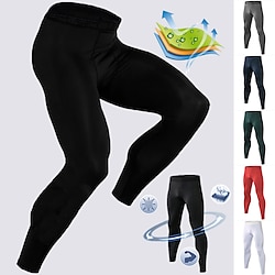 Men's Compression Pants Running Tights Leggings Base Layer Athletic Spandex Breathable Moisture Wicking Soft Fitness Gym Workout Running Sportswear Activewear Solid Colored Black White Red