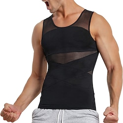 Men's Compression Shirts Body Shaper Shapewear Crew Neck Sleeveless Sports Outdoor Vacation Going out Casual Daily Gym Slim and Lift Soft Plain Black White Activewear Fashion Sport