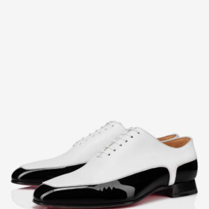 Mens Dress Oxfords White Black Patent Leather Prom Party Wedding Shoes