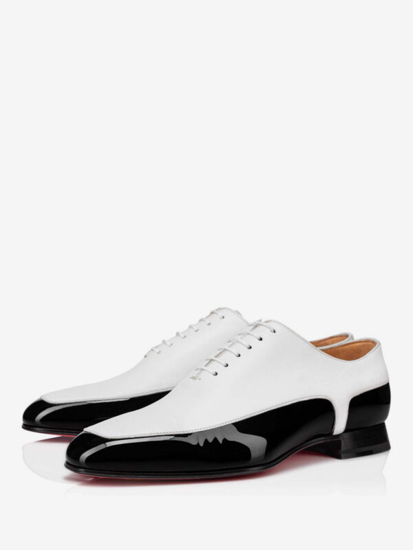 Mens Dress Oxfords White Black Patent Leather Prom Party Wedding Shoes