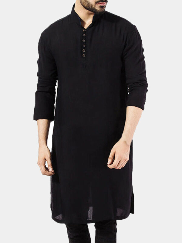 Men's Pakistan Kurta Kaftan Long Sleeve Pajama Ethnic Dress Shirt Blouse Tops