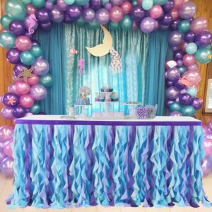 Mermaid Curly Willow Table Skirting Blue Ruffle Skirt Round/Rectangle For Birthday Wedding Party Decoration Supplies