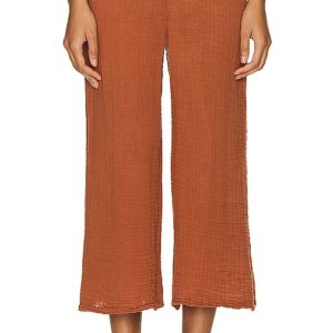 Michael Stars Medina Smocked Waist Cropped Pant in Brown. Size L, S, XS.