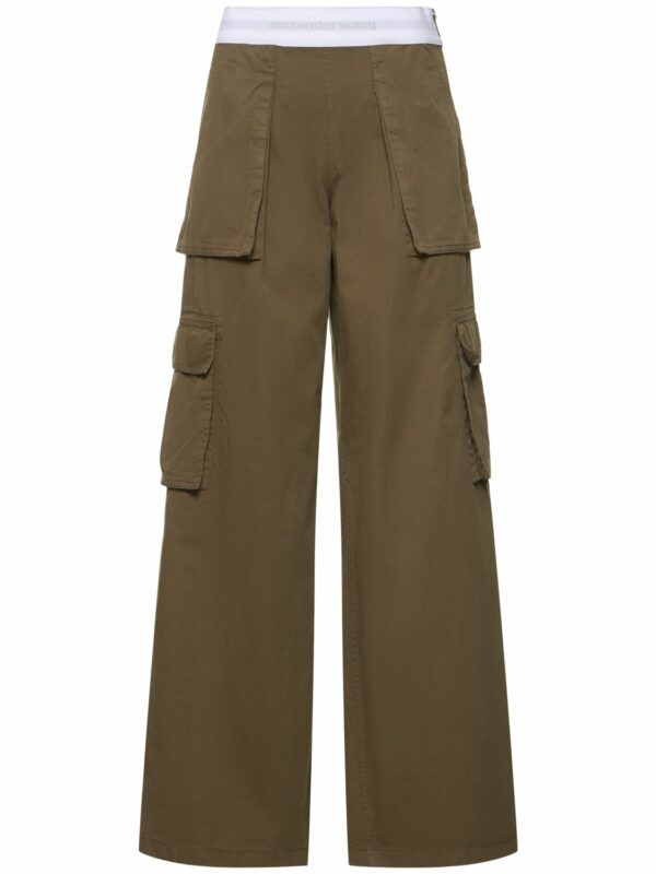 Mid Rise Cargo Cotton Pants