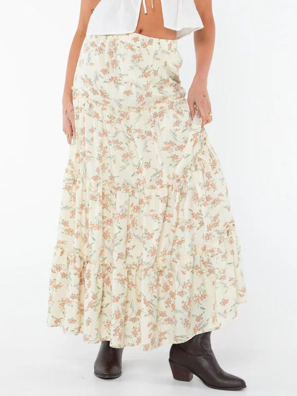 Mini Floral Skirts Tiered Bohemian Inspired Full Skirt