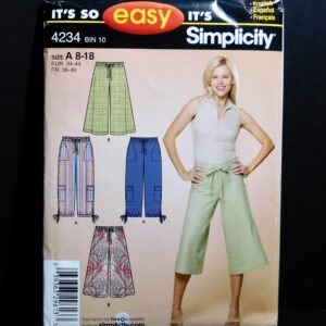 Misses Gaucho & Cropped Pants Easy Simplicity Sewing Pattern 4234 Sizes 8 10 12 14 16 18 Uncut