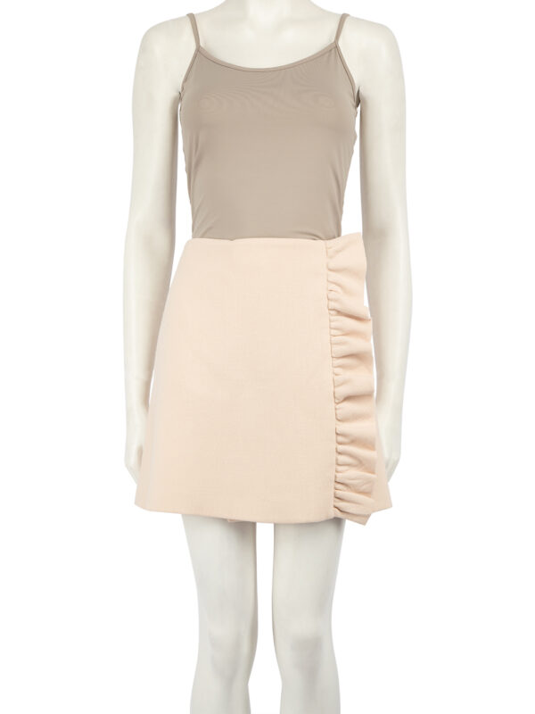 Miu Miu Pink Wool Ruffle Trimmed Mini Skirt