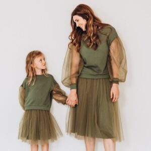 Mommy & Me Tulle Skirts, Green Tutu Skirt, Mother Daughter Holiday Outfis, Family Clothing, Photoshoot, Formal Outfit, Gift