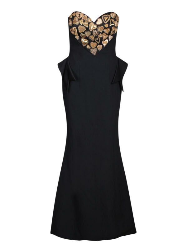 Moschino Sweetheart-neck Embroidered Strapless Maxi Dress