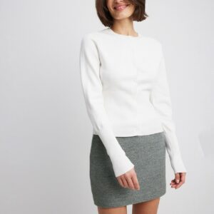 NA-KD cinched waist cardigan in off white