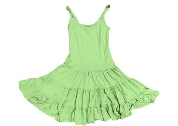 Nanso Finland Dress Green Tiered Ruffle Skirt Mini Modal Y2K Scandinavian Size Xs Light Summer Vintage