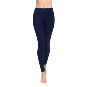 (Navy, 20/22) FUTURO FASHION Women's Cotton Rich Full Length High Waisted Leggings Tummy Control Yoga Fitness Ladies Solid Slimming Stretchy Pants Plu