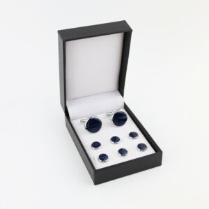 Navy Blue Dress Shirt Tuxedo Studs & Cufflink Set. Formal Gents Prom Accessories