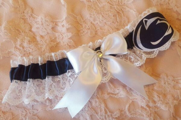 Navy Blue White Lace Wedding Garter Belt Toss Or Set