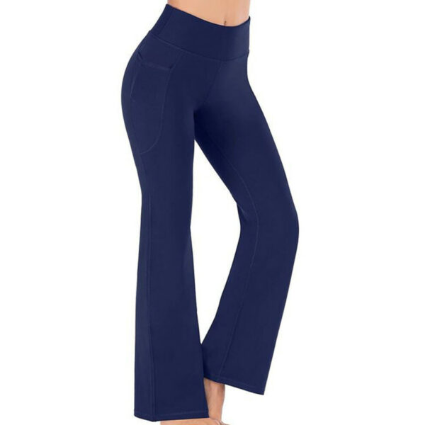 (Navy, L) Women'S Yoga Pants Loose Wide Leg Pants Pockets