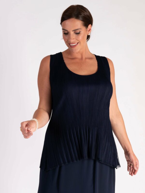 Navy Plisse Mesh Camisole - Promotion Until 19th July 2024