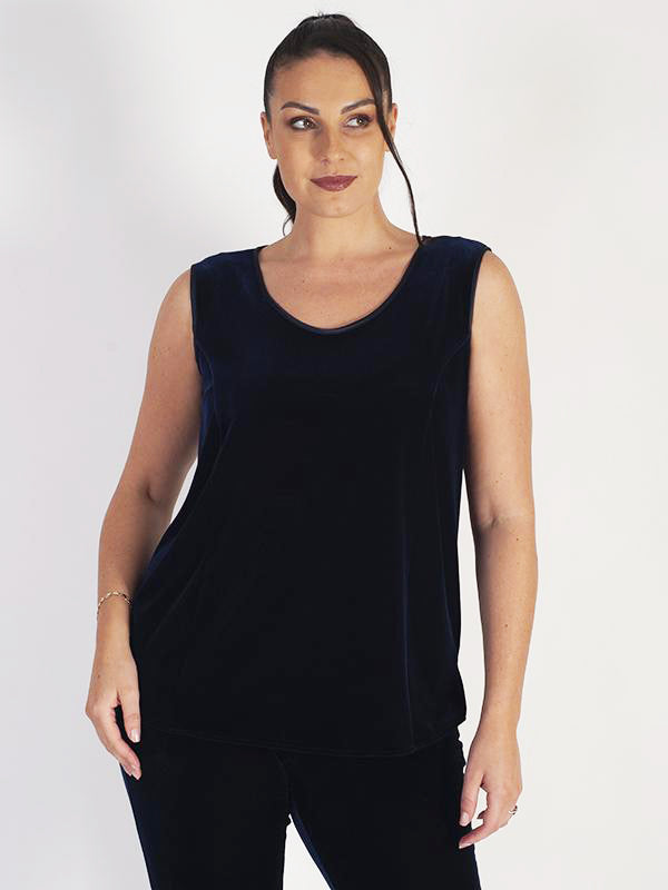 Navy Velvet Stretch Unlined Camisole