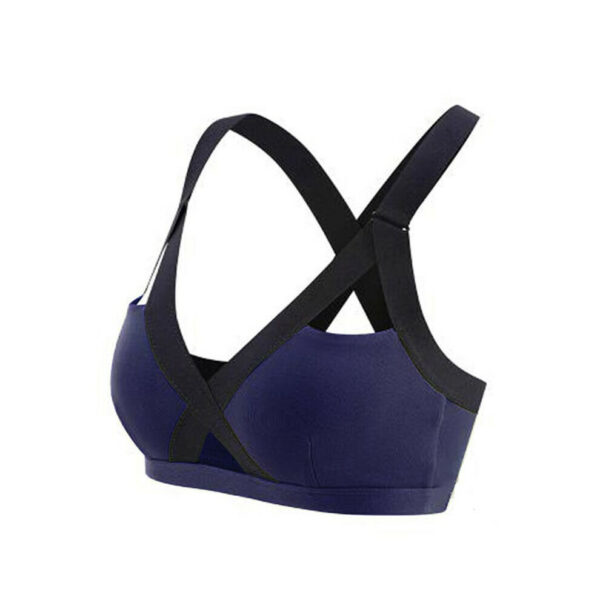 (Navy blue, XL) Ladies Front Cross Sports Bra Bra Workout Yoga