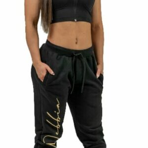 Nebbia High-Waist Joggers INTENSE Signature Black/Gold XS Fitness Trousers