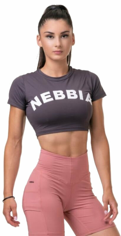 Nebbia Short Sleeve Sporty Crop Top Marron M Fitness T-Shirt