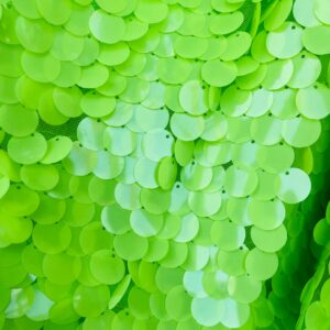 Neon Lime Green Round Sequin Fabric, Tear Drop Mermaid Sequins Fabric Dresses-Nightgowns-Prom Gown | Pick A Size