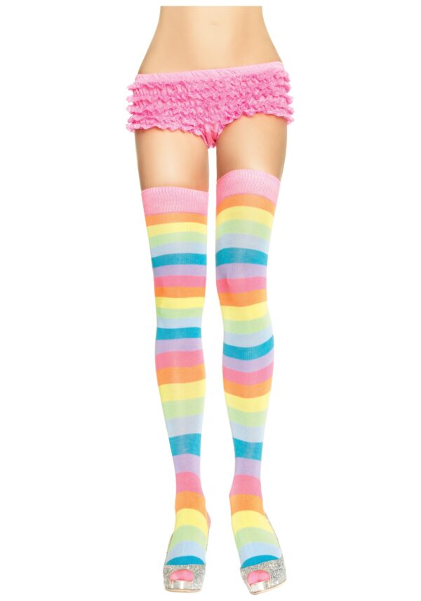 Neon Rainbow Thigh High Stockings