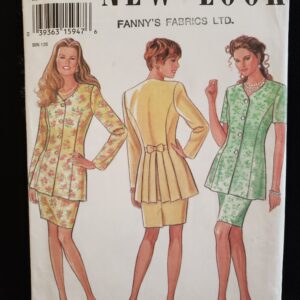 New Look 6256 Sewing Pattern For 2 Piece Outfit, Long Back Pleated Peplum Jacket & Short Tapered Skirt, Cut To A Size 18 Rare Pattern