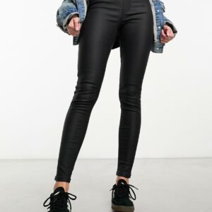 New Look coated jeggings in black